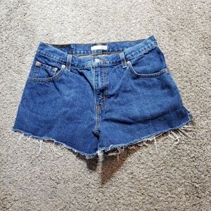 Levis 550 Shorts Womens 10 Blue Relaxed Fit Cutt Offs Medium Wash Denim Jorts